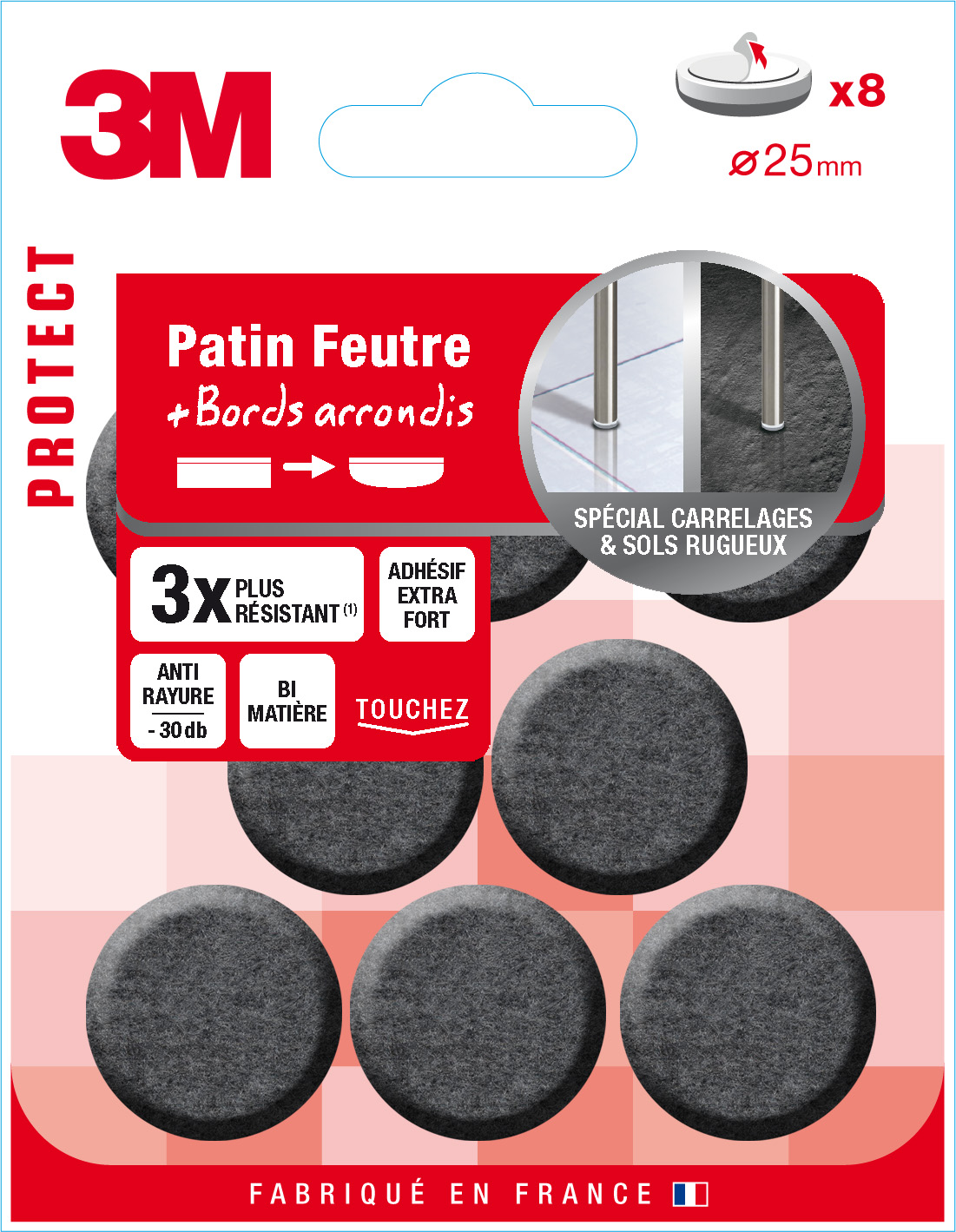 Patin feutre bi-matière rond Ø25mm